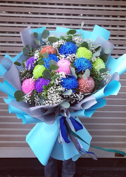 Bó cúc mẫu đơn nhiều màu