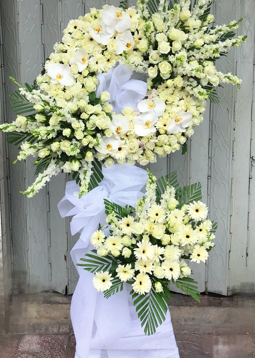 Kệ hoa tang 2 tầng tone trắng