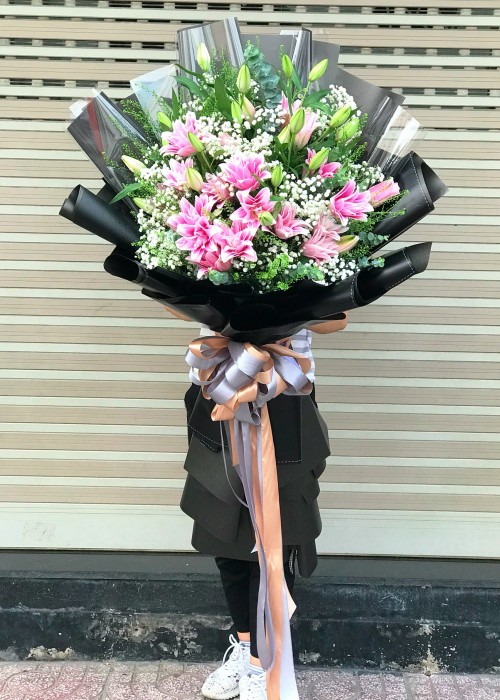 Bó hoa ly kép hồng