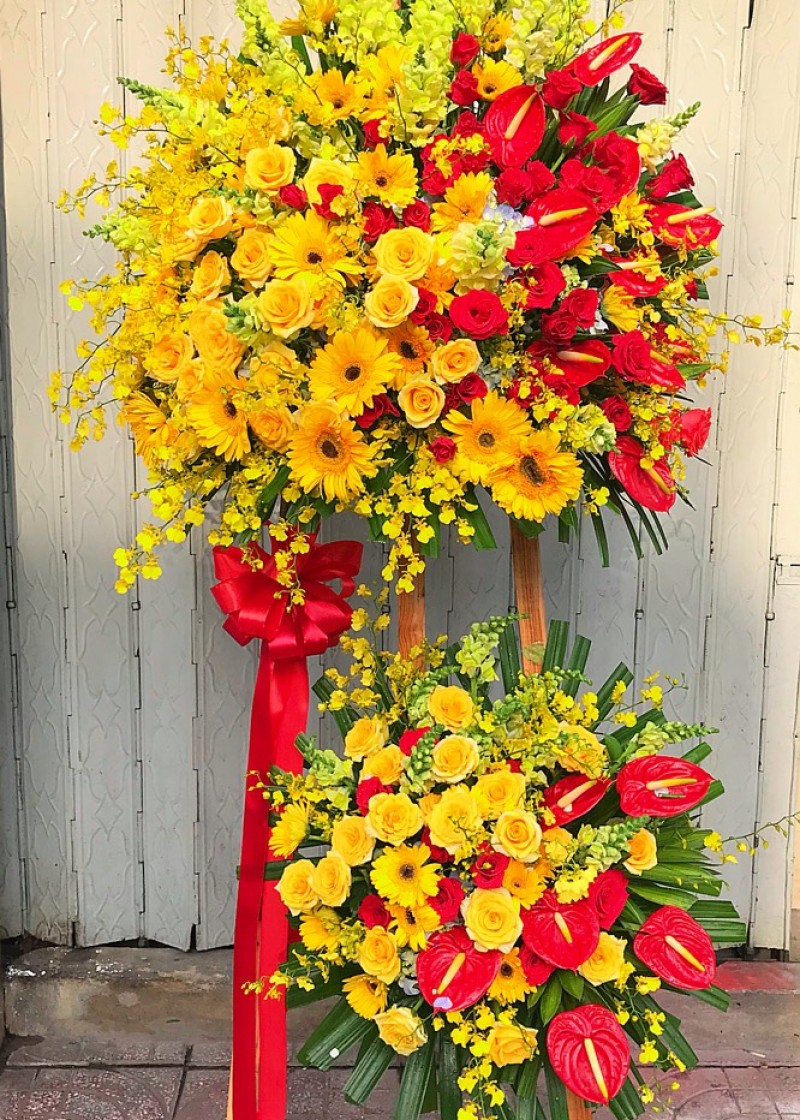 Hoa Chúc Mừng Tone Vàng Đỏ