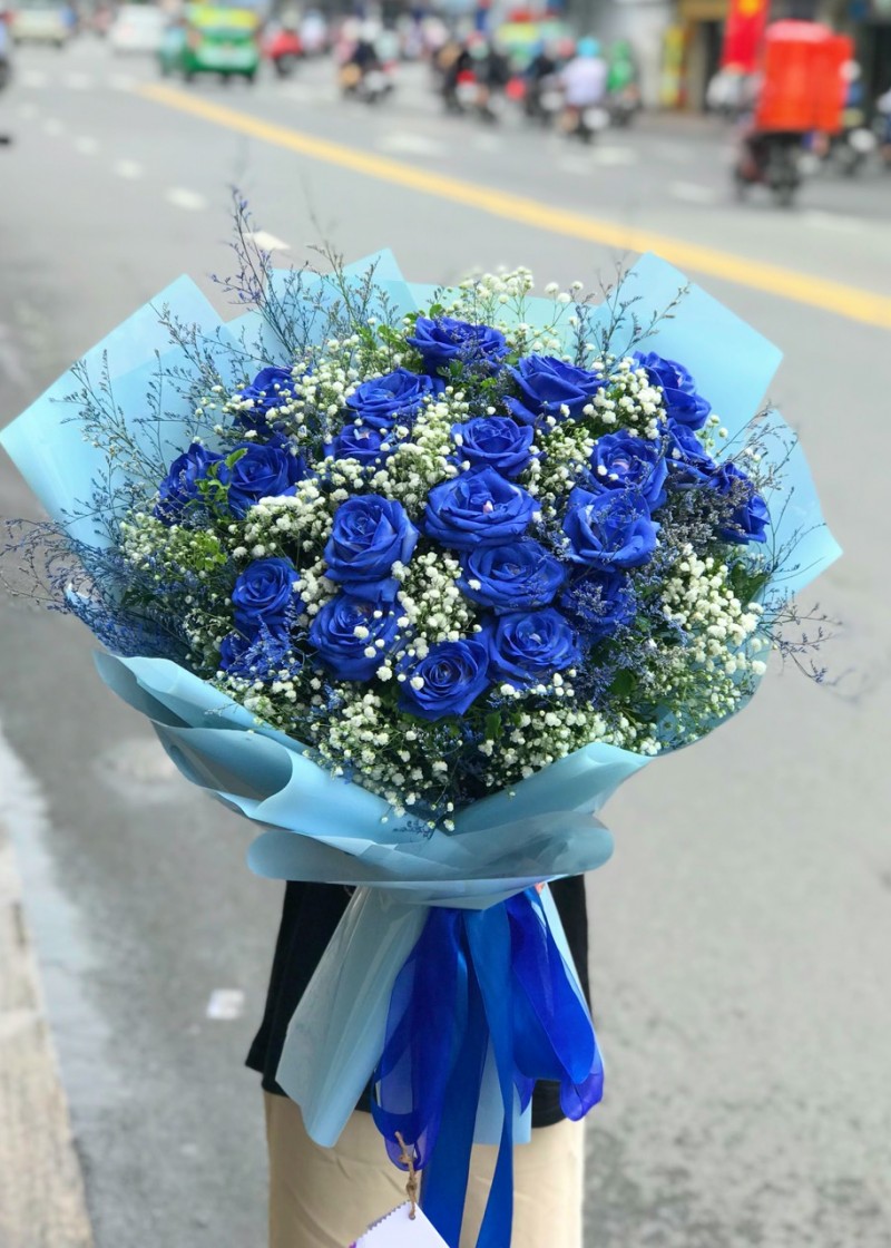 Bó hồng xanh blue