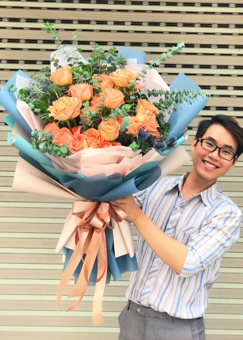 Bó hồng cam ấm áp